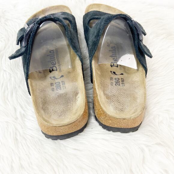 Betula Birkenstock 40 9 US Womens 7 US Mens Black Suede Leather Arizona Sandals - Picture 4 of 12